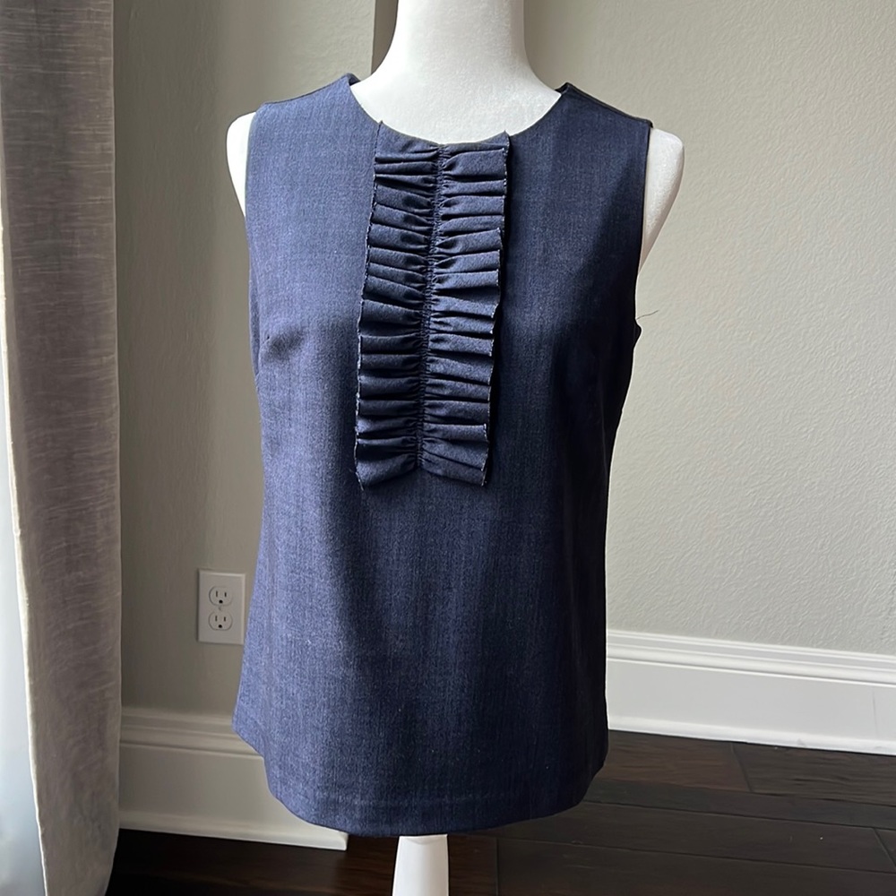 Banana Republic Ruffle Front Sleeveless Top - Denim